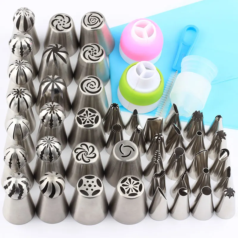 

Flower Icing Piping Cake Decorating Tools Russian Nozzles Sphere Ball Icing Nozzle Decorating Tools Stainless Steel 65Pcs/Set