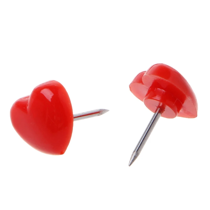 50 Pcs Heart Shape Plastic Quality Colored Push Pins Thumbtacks for home office and school accessories