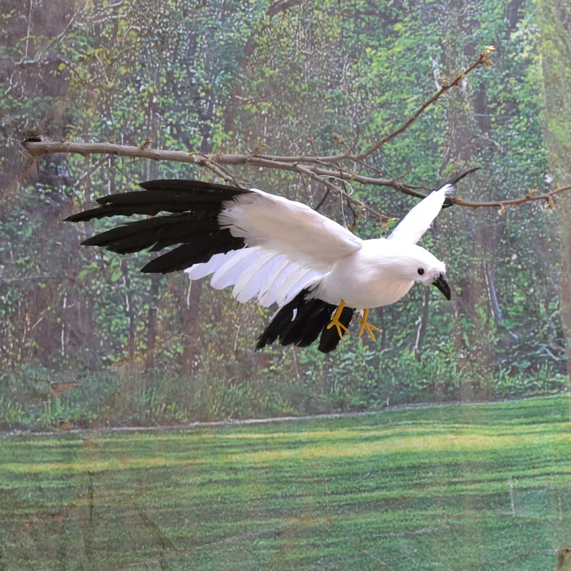 

new simulation Seagull toy foam&feather big black and white wings bird model about 50x32cm 1488