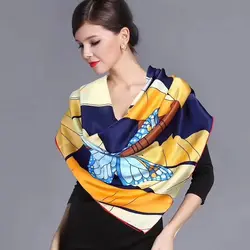 Fashion Royal Style Blue Pink Silk Scarf New Europe America Brand Large Square Scarves Luxury Hot Stamping Women Scarf Shawl