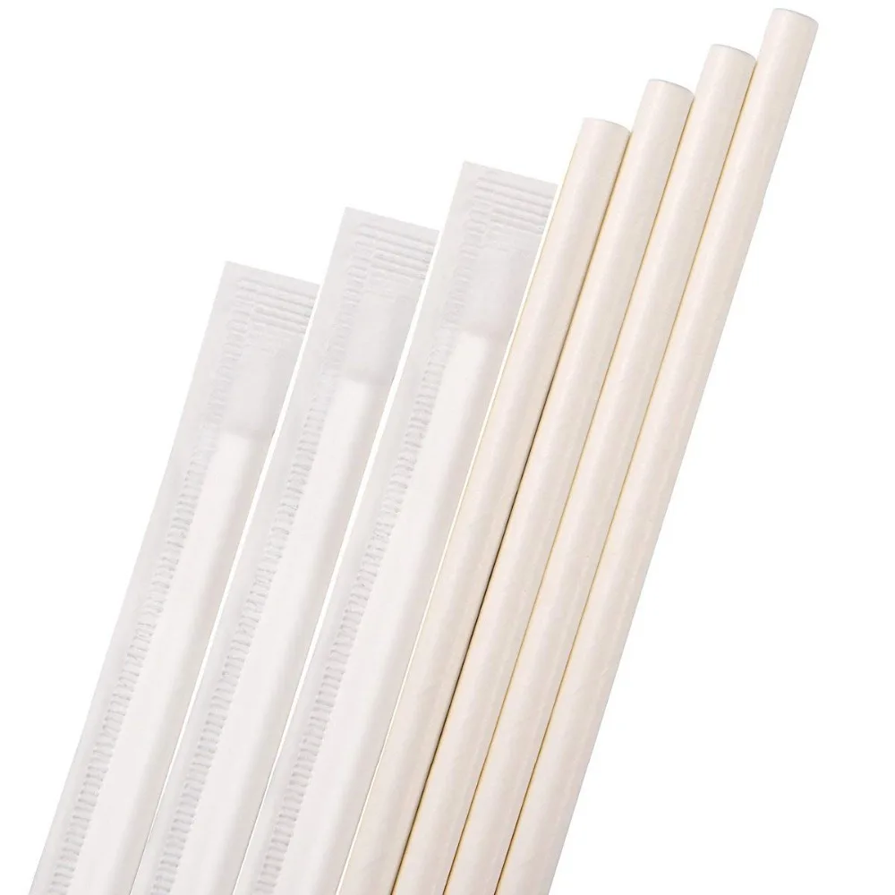 

Free Shipping White Paper Straws Individually Wrapped For Birthday Party,Wedding.Supply Biodegradable Paper Straws 6600pcs