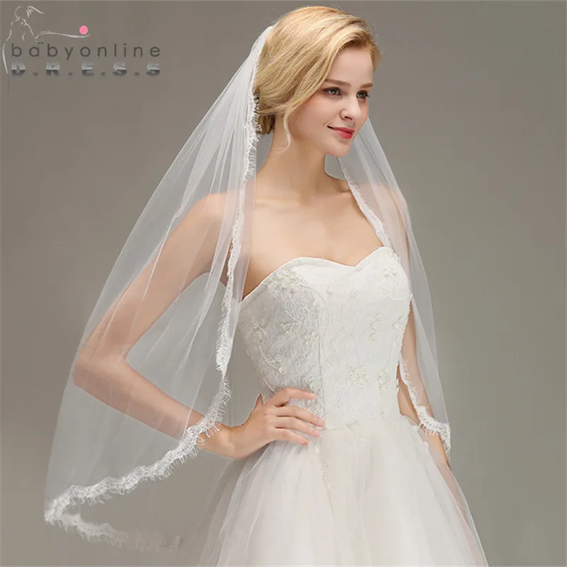 Veu de Noiva Elegant Eyelash Short Wedding Veil with Comb One Layer Tulle Bridal Veil Wedding Accessories Voile Mariage