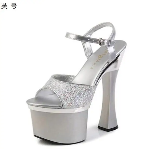 New Summer Sandals Women Shoes Nightclub PU Shoes Woman High Heels 18cm Pumps Platform Model Catwalk Shoes Nightclubs Sandals