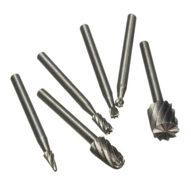 6pcs/set HSS Rotary Burrs Files Milling Cutter Router Bits Set Multifunctional Tool Accessories