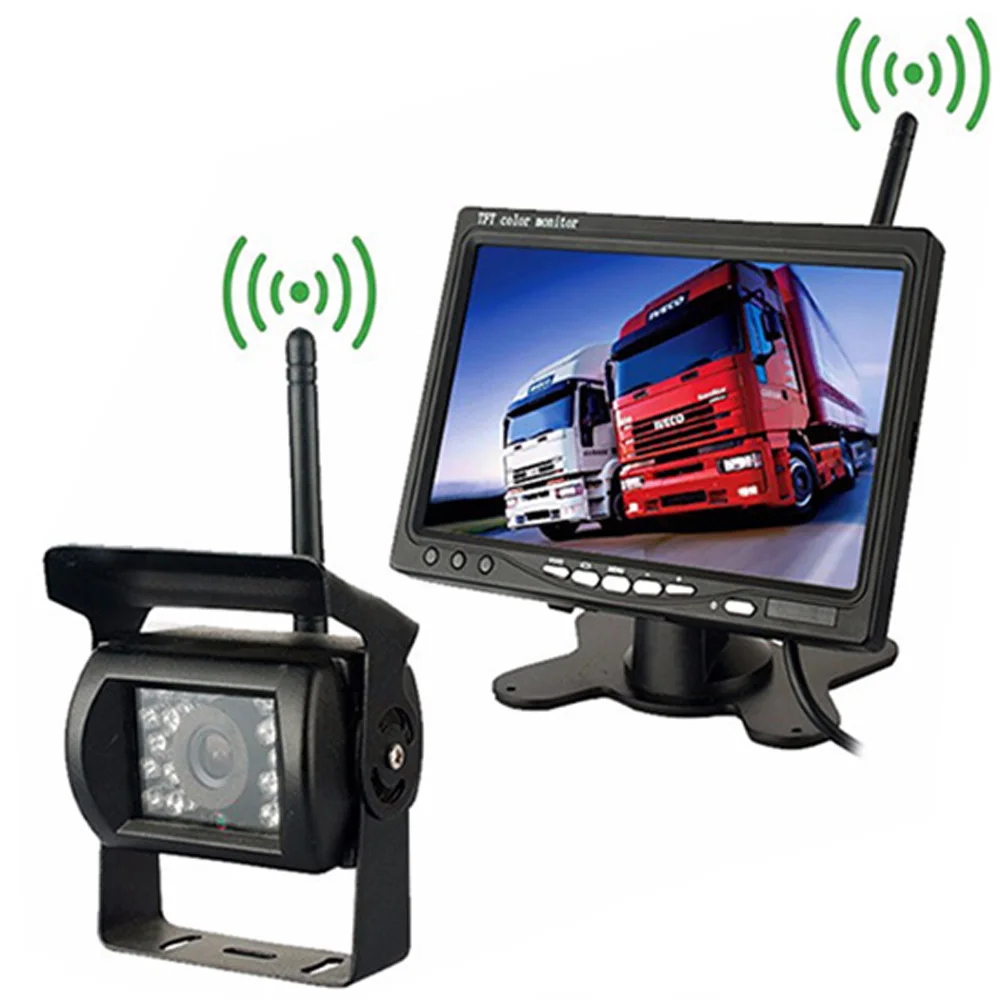 

18 LED Reverse Wireless Camera 4-pin 7" TFT LCD Truck Bus Parking Assistance Monitors S DC 12V/24V Car Monitors