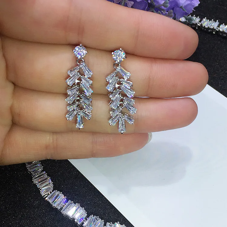 2017 New Style Rhodium Plated AAA CZ Jewelry Set,Earrings Necklace party Set for women and girls, Factory price N-295