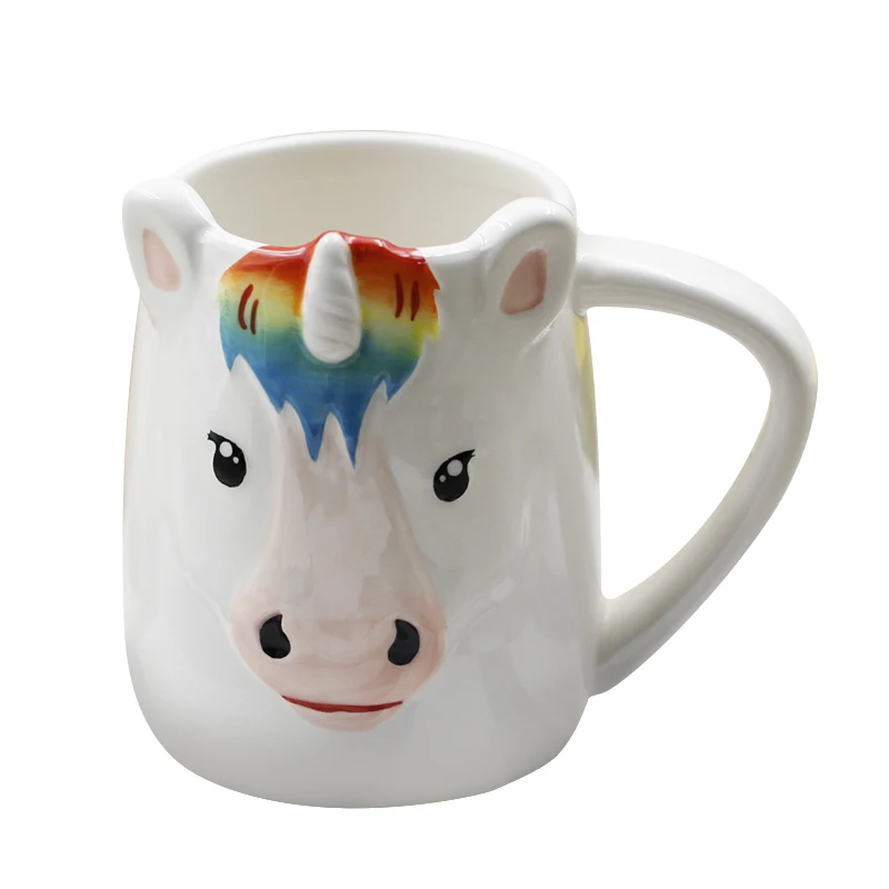 450ml 3D Hand Painted Unicorn Ceramic Milk Mug Creativity Cute Alpaca Coffee Cup With Handle Unicorn Gift Free Shipping