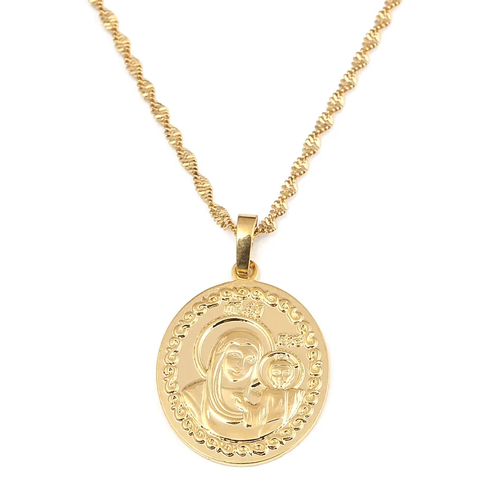 Russian Virgin Mary Son Necklace Orthodox Church Pendant Jewelry Russia Greece Ukraine Jewelry