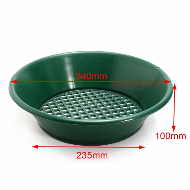TOP 1Pc Green Gold Pan Sifting Classifier Mesh Screen Mining Sifter Metal Detecting Tool 34x34x10Cm Panning Classifier