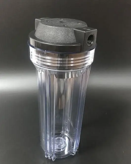 Water Filter Parts Purifier bottle transparent housing with black cap port 1/4