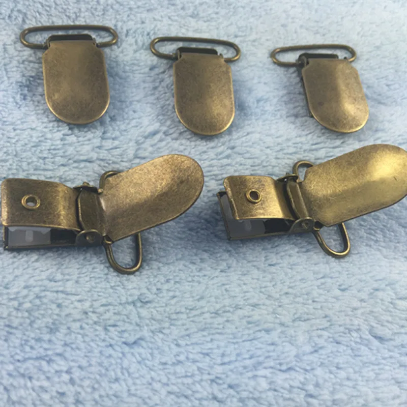 10pcs 1\'\' 25 mm Copper Paci Pacifier Metal Suspender Clips Ribbon Craft Hook Holder Plastic Insert