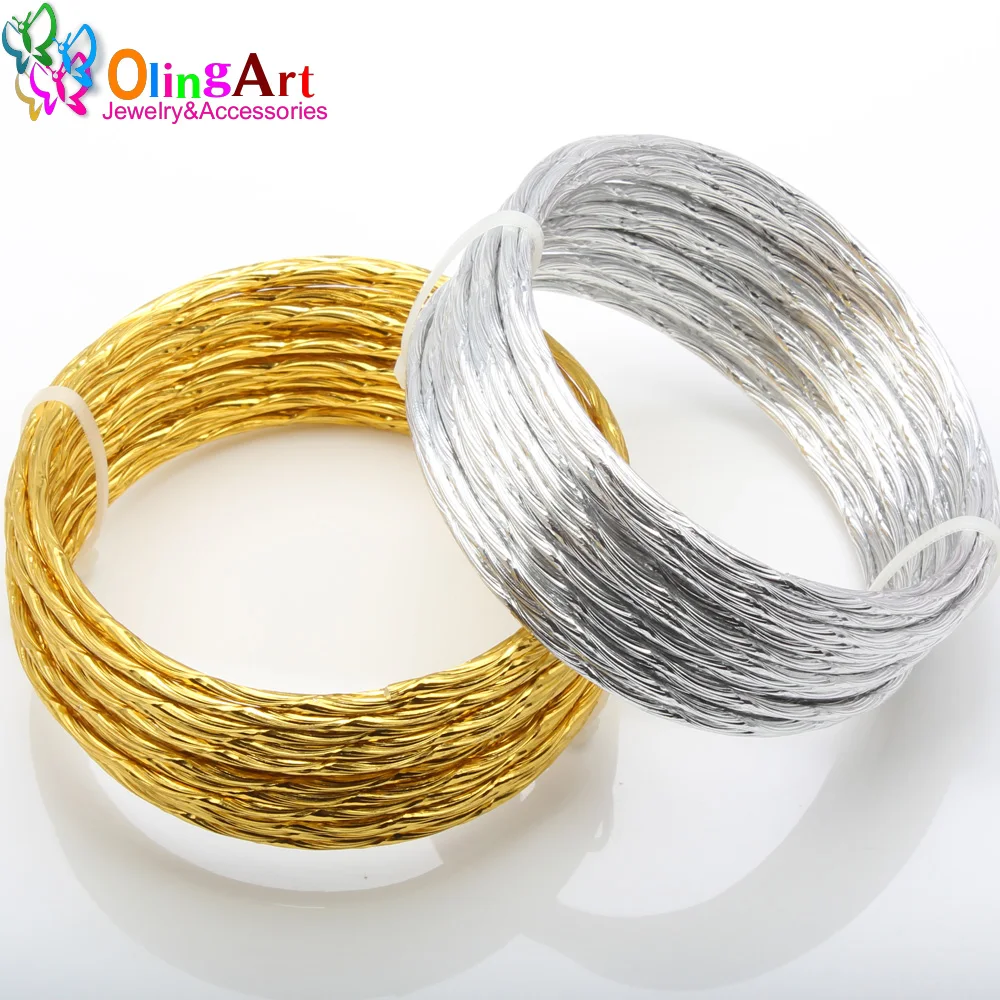 OLINGART 5M/lot 2.0mm Pattern Aluminum wire gold / silver soft craft versatile New metal wire DIY Handmade jewelry making