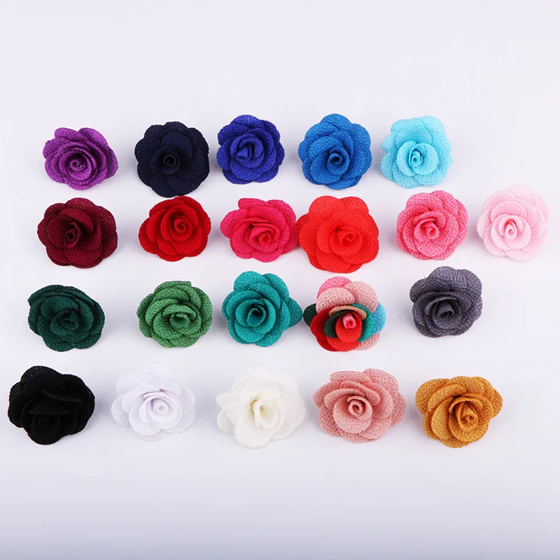 YO CHO Wedding Silk Boutonniere Groom Brooch Pins Buttonhole Groomsmen Boutonniere Artificial Rose Flower Prom Party Accessories