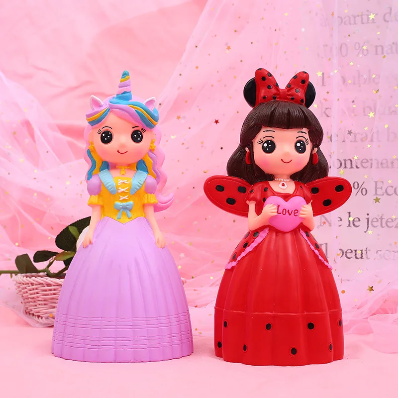 Wohnkultur Schlafzimmer Niedlichen Cartoon Prinzessin Sparschwein Einhorn Puppe Münze Box für Geld Sicher Spar Bank Kind Baby Mädchen geburtstag Geschenk