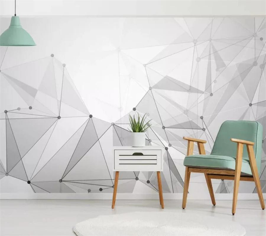 Custom murals 3d wallpaper black and white Nordic minimalism abstract geometric graphic image connection line mural 3d wallpaper