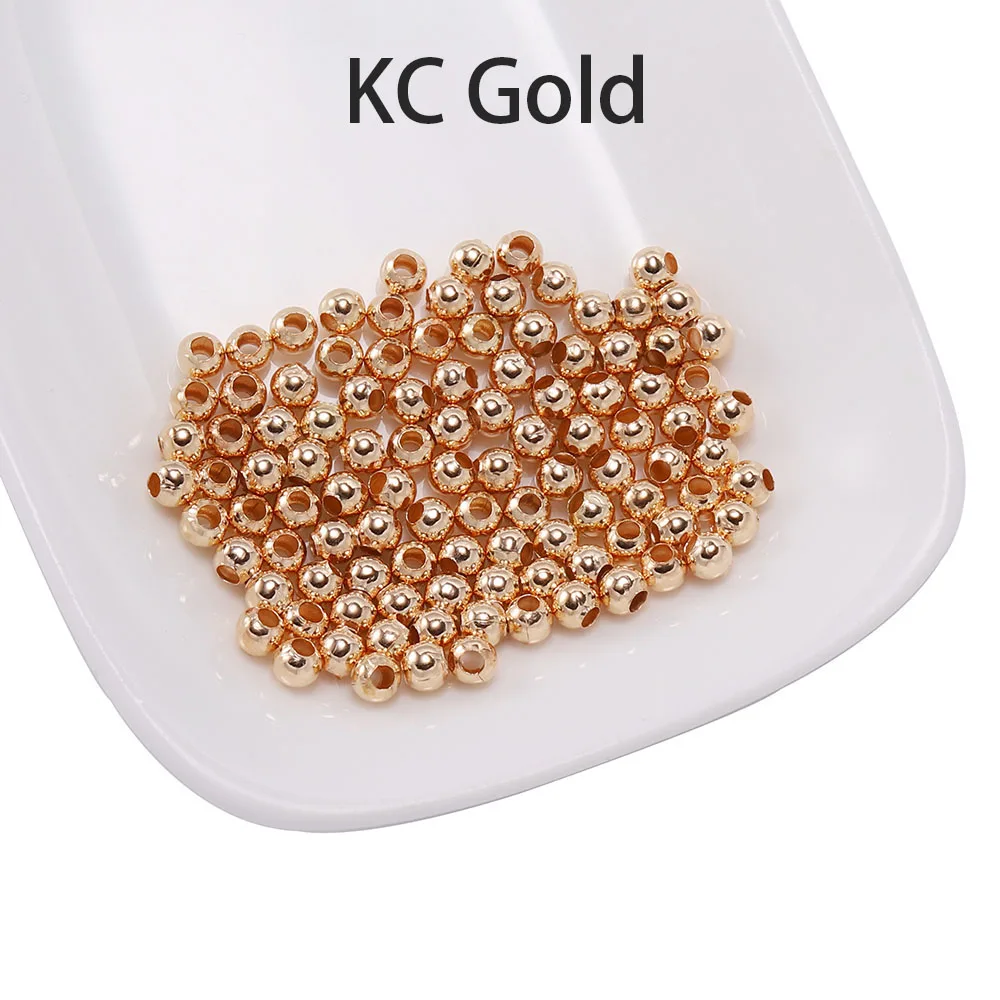 30-500 teile/los 2-10mm Gold Farbe Runde Spacer Perle Ball Ende Metall Rocailles Für Armband Halskette DIY Schmuck Machen Zubehör – Detail 11