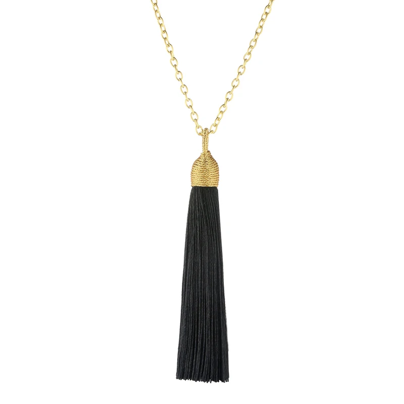 Fashion Long Tassel Pendant Necklace For Women Gold Color Chain Jewelry Vintage Statement Fringe Bohemian Necklace Collier Femme