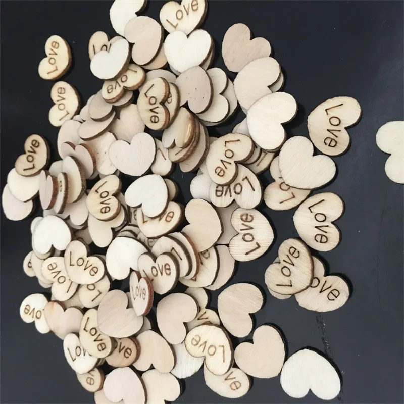 Newest 1000pcs/lot wooden heart confetti for Craft Wedding Party favor baby shower Decor DIY table crakers scatter sprinkles