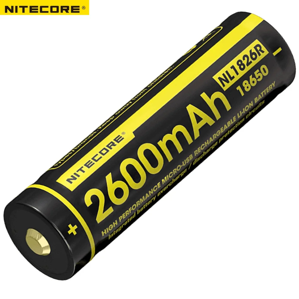Nitecore NL1826R 2600mAh 3.6V Micro-USB Rechargeable Li-ion 18650 Battery with Charging Port