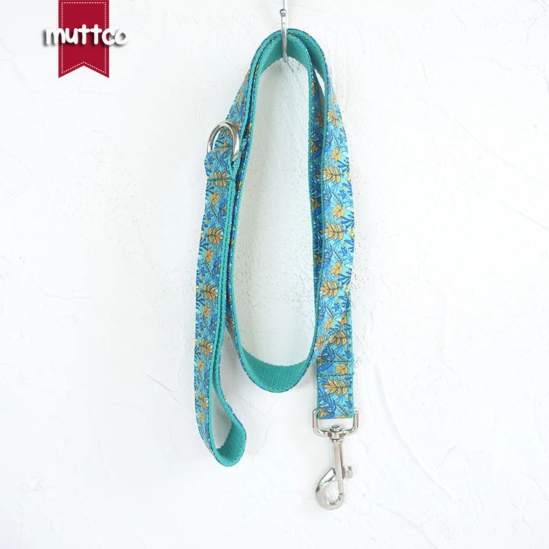 MUTTCO retailing self-designed unique style leash THE LEAF handmade cotton nylon dog collars and leashes 5 sizes UDL066