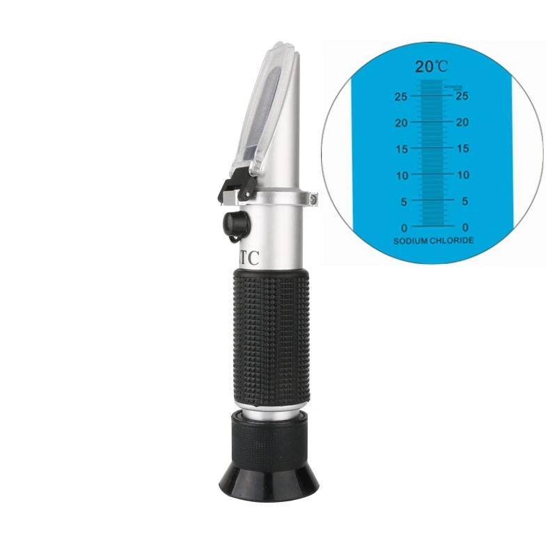 0-28% Handheld Salinity Refractometer For Aquarium Salt In Brine Food Salinity Tester ATC Sodium Chloride Refractometers