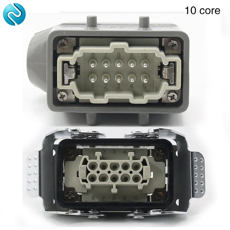 HDC-HE-010 Rectangular Heavy Duty Connector  10 pins  Aviation Socket Industrial Waterproof Wire Connector 16A 500V