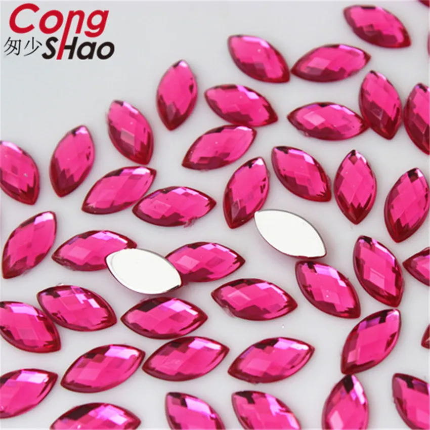 Cong Shao 500pcs 5*10mm Colorful Horse eye flatback Acrylic rhinestone trim stones and crystals DIY Decoration Accessories YB320