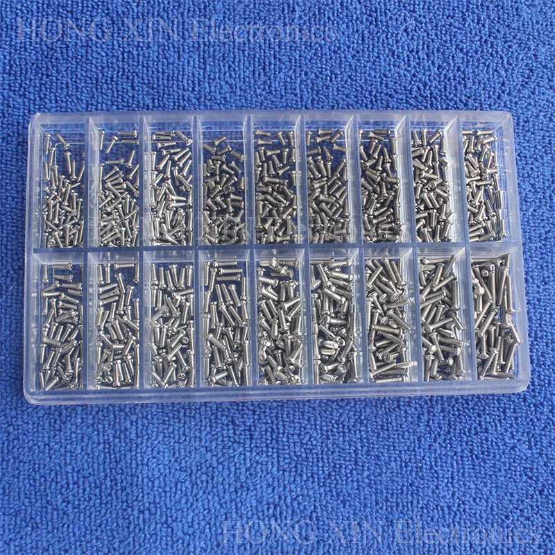 900Pcs/Set Silver Stainless Steel Tiny Screws For Eye Glasses Watch Clock Repair Kit Tools Box Of Assorted Screws screw