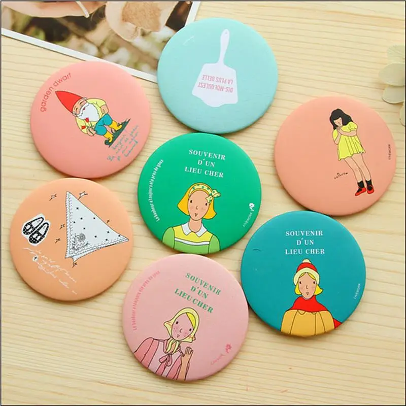 Colorful Pocket Cosmetic Decorative mirror Sweet Cartoon Portable Small Mirror Mini Makeup Mirror Gift 1pcs