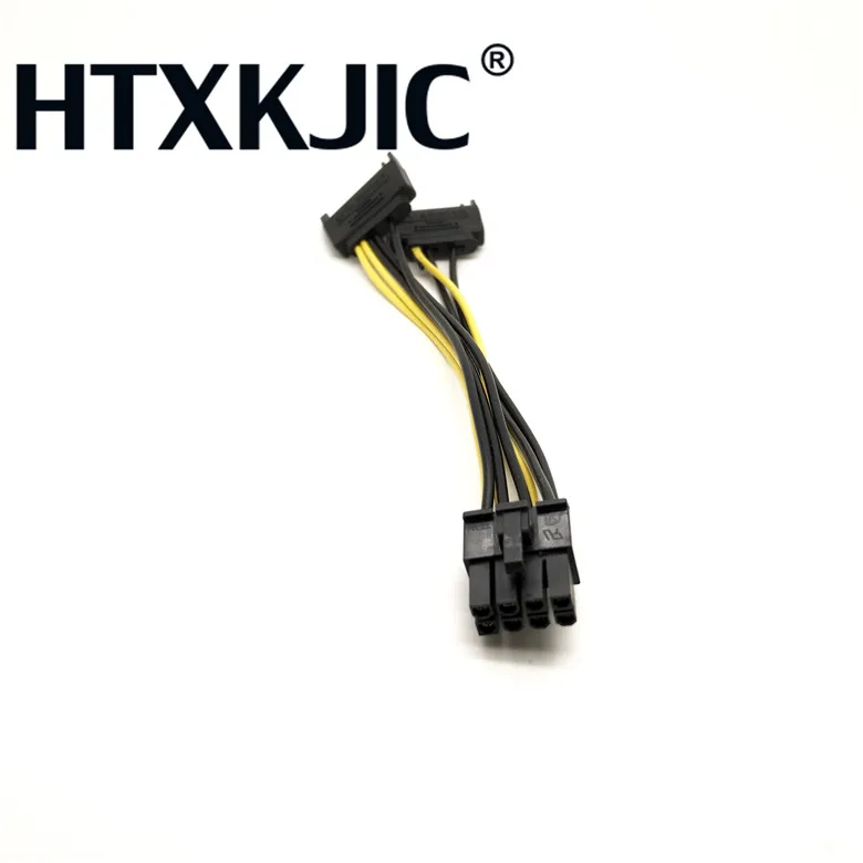 Hot البيع 5 قطعة المزدوج 15Pin SATA ذكر إلى PCIe 8Pin (6 + 2) ذكر بطاقة الفيديو كابلات الموصلات الطاقة امدادات الطاقة
