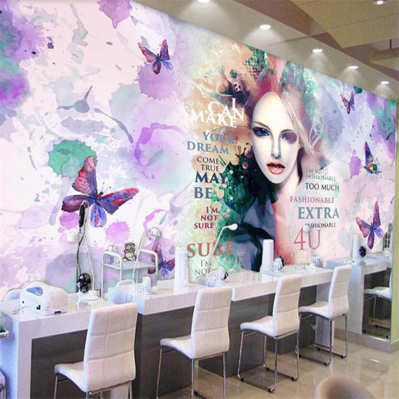 

wellyu papel de parede European and American fashion watercolor beauty beauty cosmetics wall custom large mural wallpaper