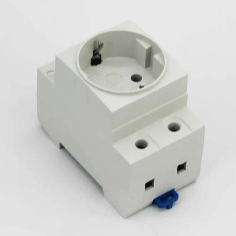 EU Type DIN Rail Socket EU Type 35mm DIN Rail Mount AC Power Socket Modular 16A 250V AC Receptacle Connector