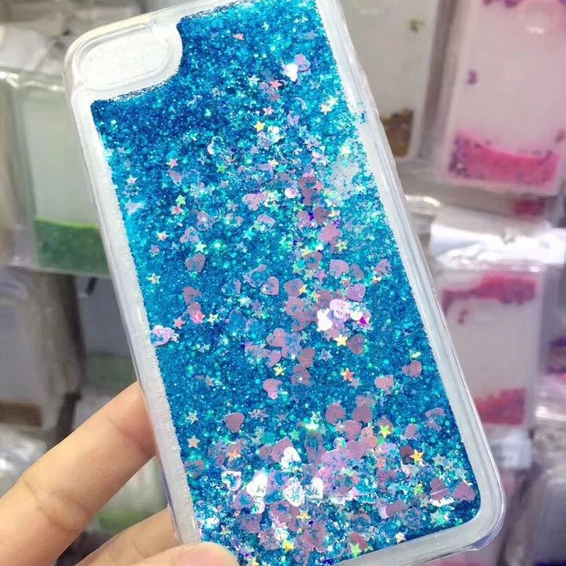 Glitter Liquid Quicksand Case For iPhone 5S SE2016 Bling Love Heart Phone Case For iPhone 6S 6 7 8 Plus X Girls Cute Back Cover
