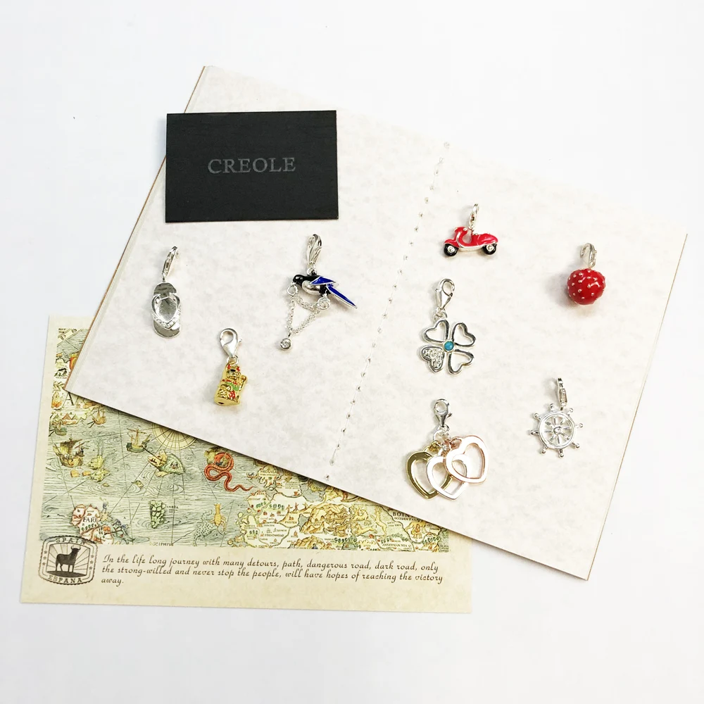 Korm Flip-flop sroka motocykl serca koniczyna kot na szczęście truskawka wisiorek z amuletem, 2019 modna biżuteria 925 Sterling Silver Gift — zdjęcie 6