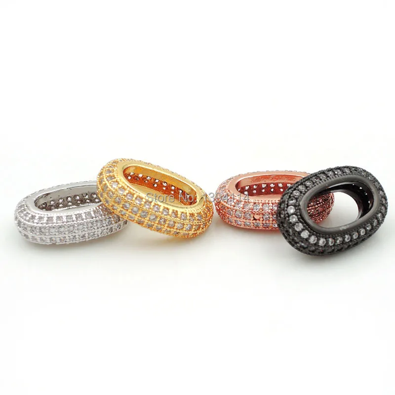 17*12*5mm Micro Pave Clear CZ Chunky Spacer Beads Fit For 11*6mm Leather Cord Making DIY Bracelets Or Necklaces Jewelry