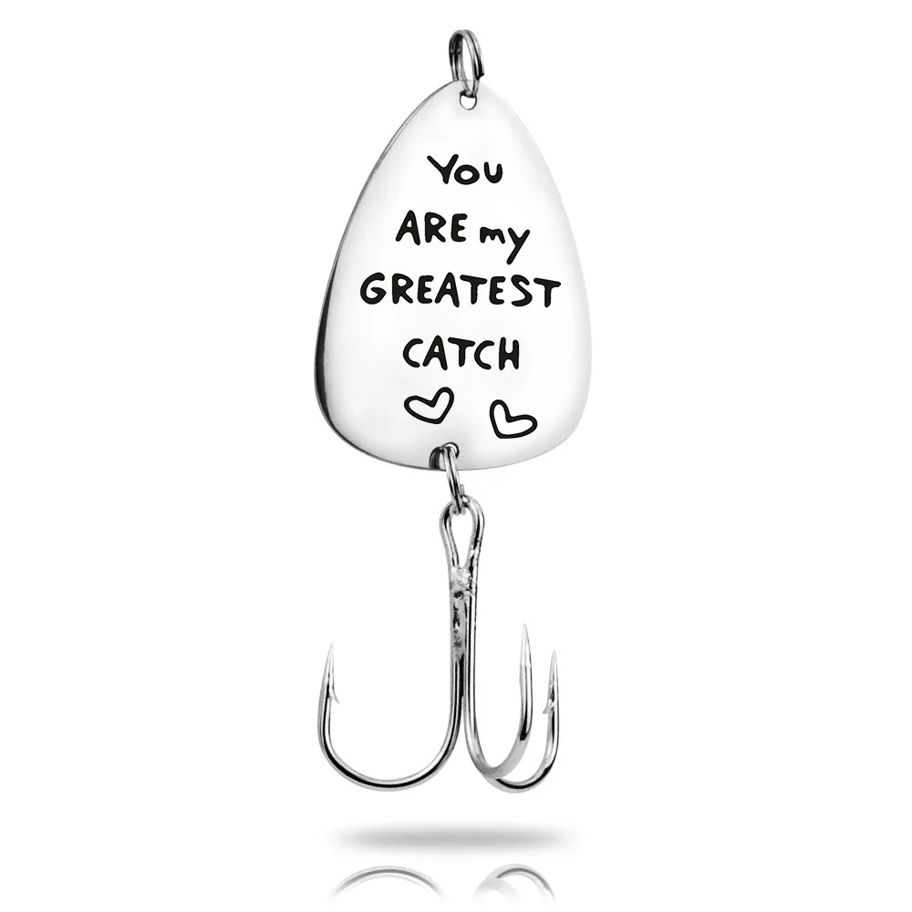 MYLONGINGCHARM You are My Greatest Catch Fishing Gift Fishing Lure Stainless Steel Key Ring Fish Hook Pendant G3371