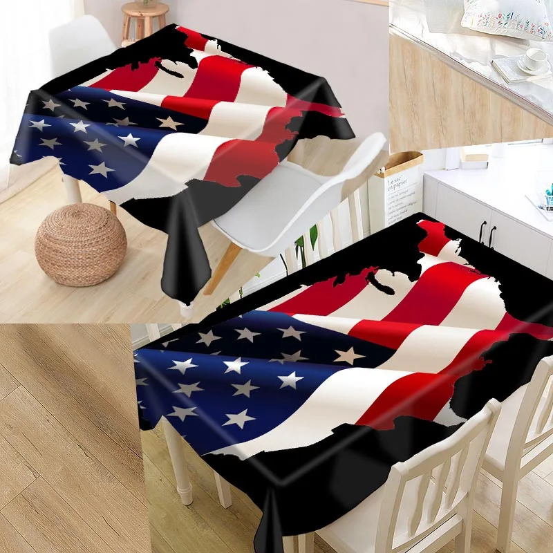 New Arrival Custom america independence day Table Cloth Waterproof Oxford Fabric Rectangular Tablecloth Home Party Tablecloth