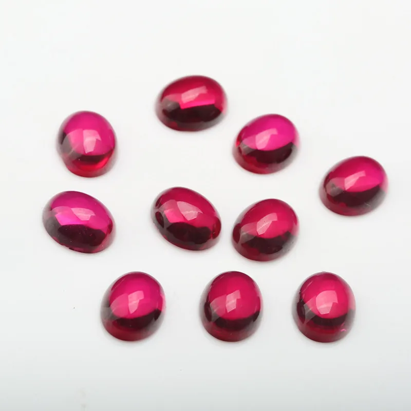 10 stücke 3x5mm ~ 10x14mm 5 # Rot Rubys Oval Form Cabochon Synthetische Korund Edelsteine Labor Erstellt stein – Detail 2