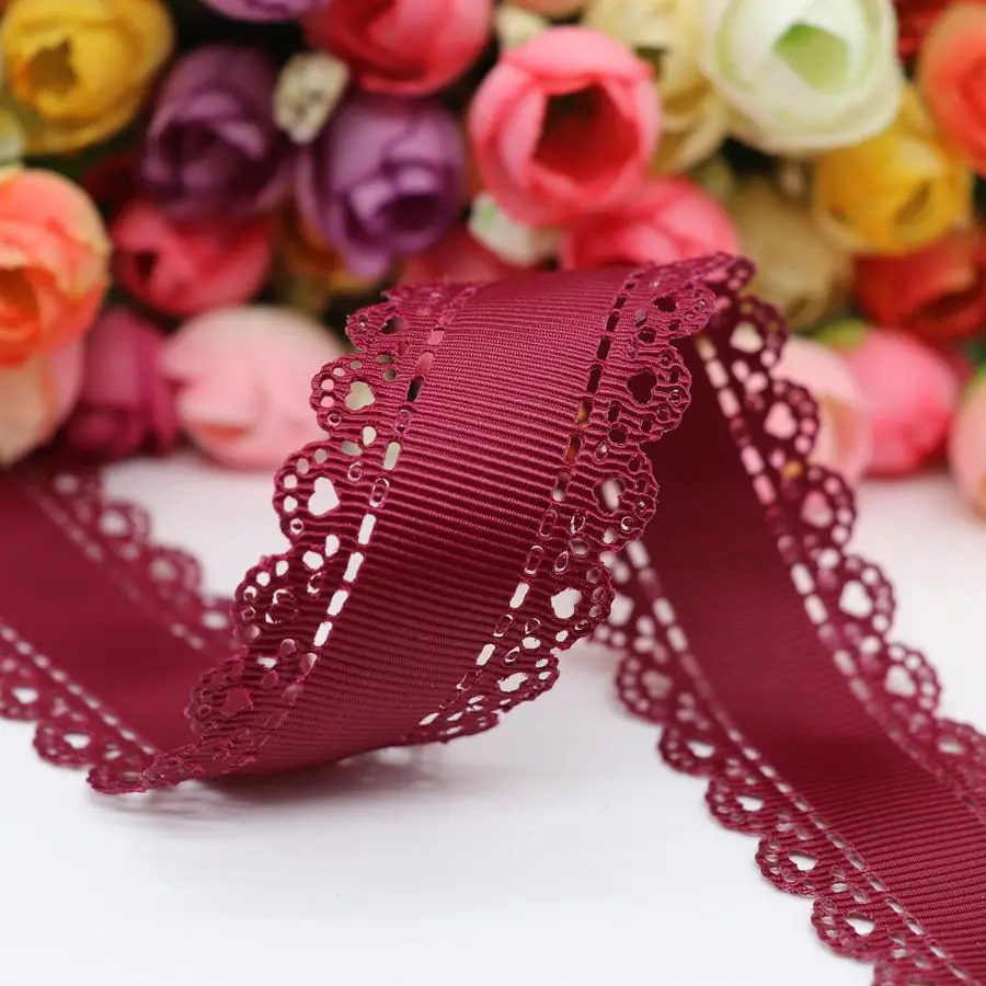 10 Yards Hohles Spitzen-Grosgrain-Band Pfirsichherz-Band 30MM für Haarschleifen DIY-Handarbeiten Handgemachte Accessoires M19042702 – Detail 14