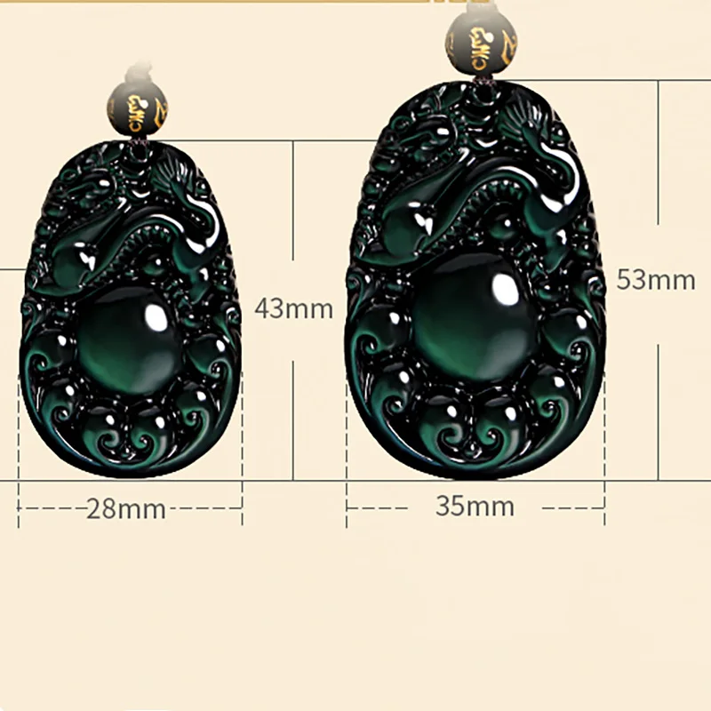 Wholesale Natural Stones Green Dragon RuYi Lucky Amulet Pendants Free Beads Necklace Jewelry Obsidian Men Women Fashion Pendant