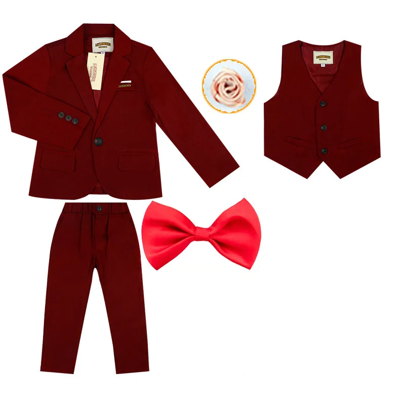 2019 Spring Flower Boys Formal Blazer Clothing Set Kids Jacket Vest Pants 3Pcs Wedding Tuxedo Suit Children Birthday Costume