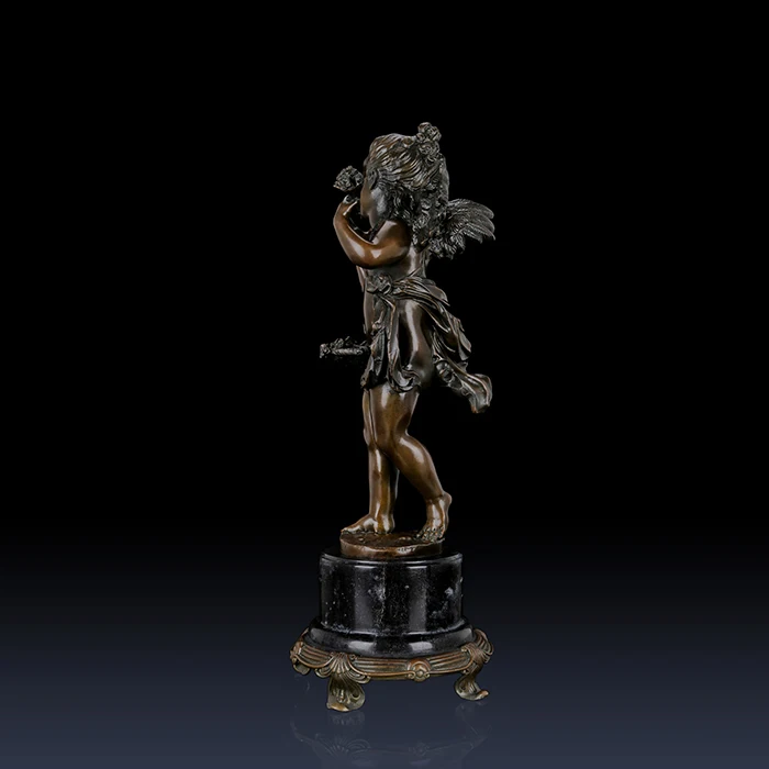 Cherub Statue Angel Sculpture Hot Cast Bronze Western Antique Art Gorgeous Boy's Room Home Decoration Ornament