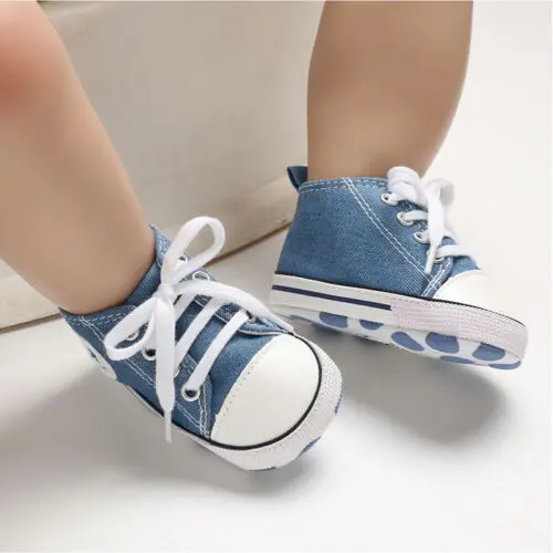 New Baby Boys Girls Crib Shoes Tennis Canvas Shoes