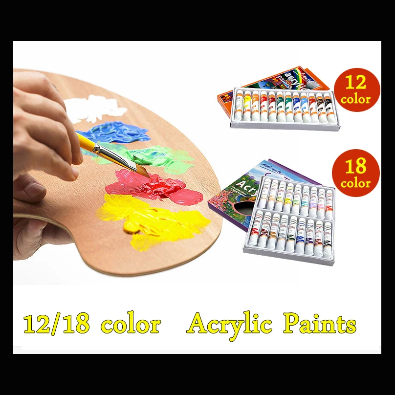 

18 Colors 12ml Acrylic Paint set color Nail glass Art Painting paint for fabric Drawing Tools Colored Art Supplies