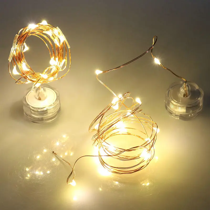 30pcs Battery Operate Submersible floral Led lamp 2m 20LED Waterproof Wire String tealight Xmas Christmas Wedding vase DIY decor