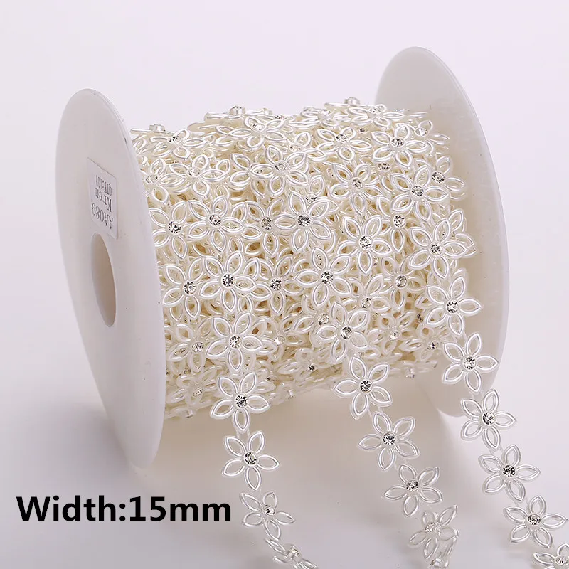 Ivory Color ABS Pearl Beads Chain Trim Bridal Beads String Rhinestone Applique For Wedding Party Clothing Decorative 30 designs