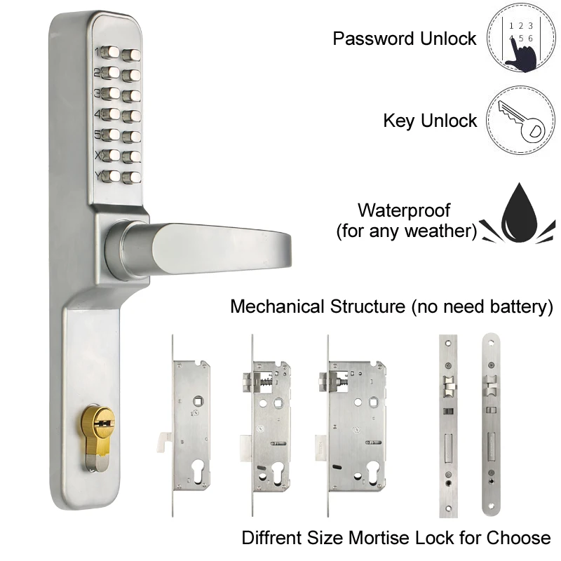 RAYKUBE Password Digital Code Door Lock Mechanical Code Waterproof Outdoor Use Mortise Lock For Entrance Doors R-480A