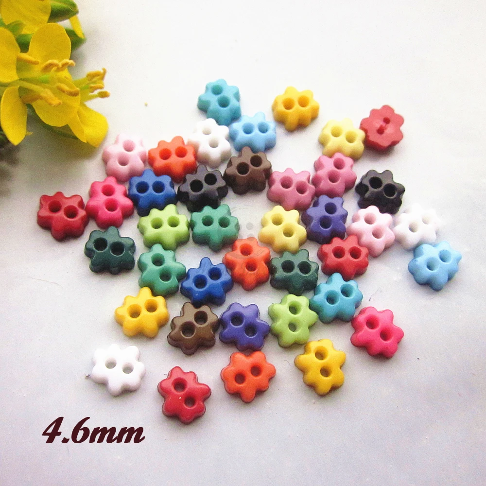 New Tiny Buttons 250pcs 4mm Mini Flower Buttons for Doll Diy Sewing Craft Scrapbooking Materials Wholesale Mixed / 17 colors