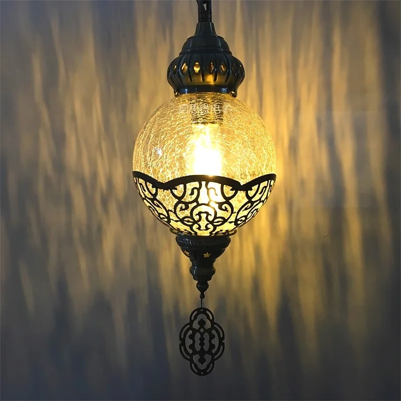 

Newest Style Turkey Ethnic Customs Handmade Lamp Romantic Cafe Restaurant Bar Tree Pendant Light Ice Cracked Glass Pendant Lampe