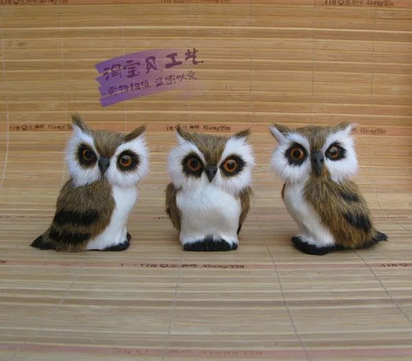 3 pieces a lot small simulation owl toys polyethylene&fur mini owl models gift about 8x6x10cm 1175